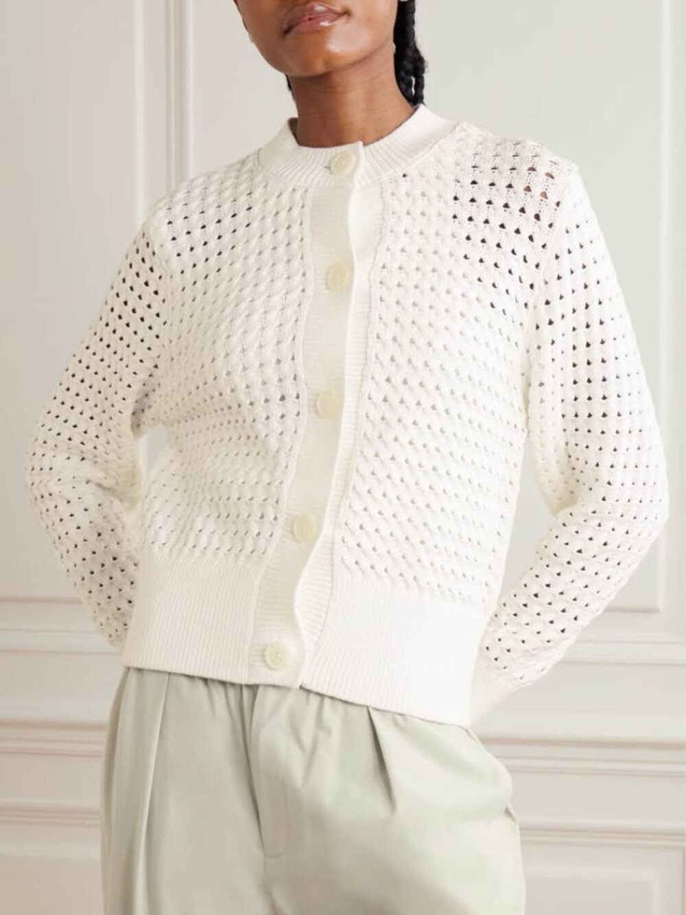 Varley Cotton blend white cardigan Size large